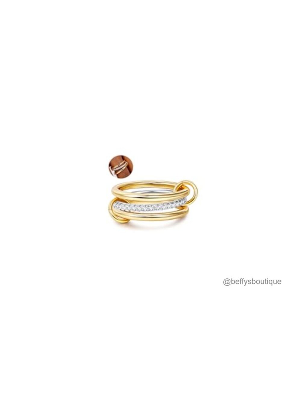 18K Gold Plated Stackable Rings Set for Women CZ Interlocked Band Wedding